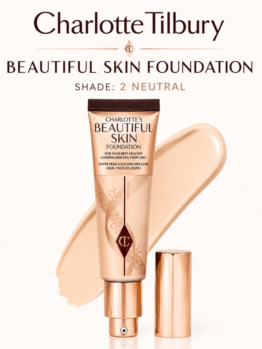 NEW/NIB Charlotte Tilbury Beautiful Skin Foundation - Shade Neutral 2
